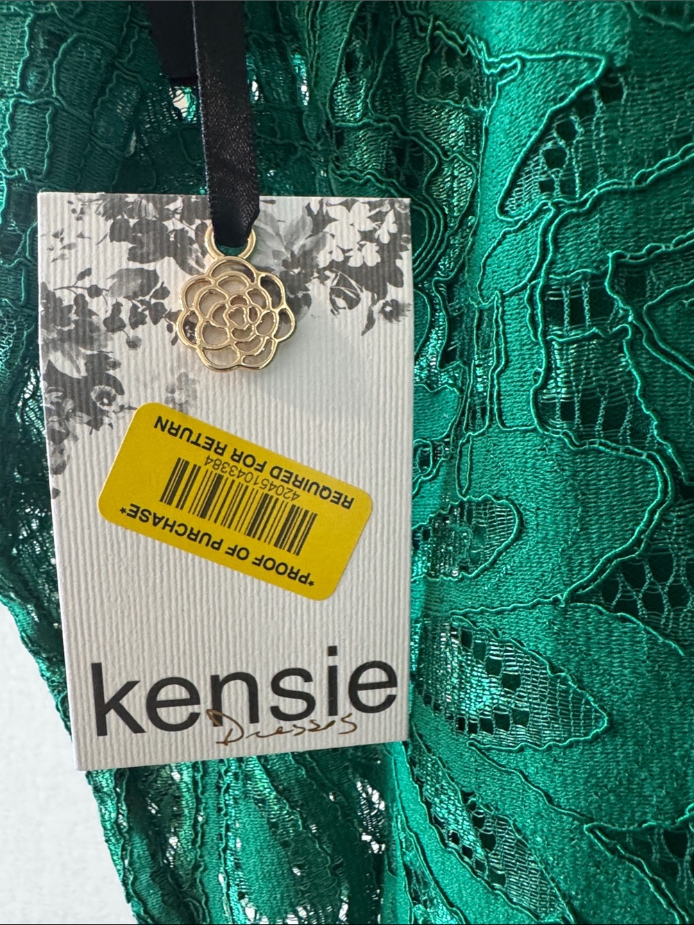 Kensie Emerald Green Lace Shift Midi Dress - Picture 5 of 5